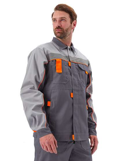 Костюм "РОЛЬФ" куртка/полукомбинезон, цвет: СЕРЫЙ/СВ.СЕРЫЙ, ткань: Твил-210 - Урсус