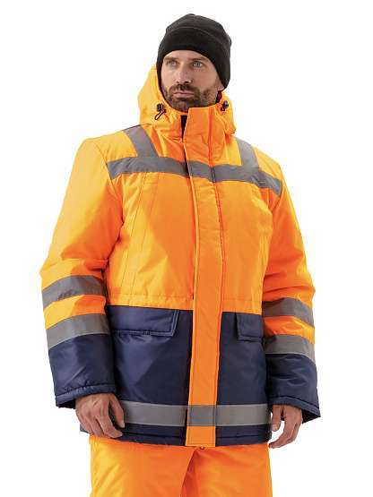 Костюм зимний "СКАНДИН-ДОРОЖНЫЙ" куртка/полукомб. цвет: оранжевый/т.синий - Урсус