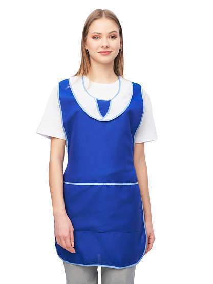 Фартук-сарафан "Иней" васильковый с белым - Урсус