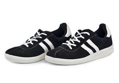 Кроссовки кожаные (спилок) 13-23-11 (STEP) черные с белой подошвой - Урсус