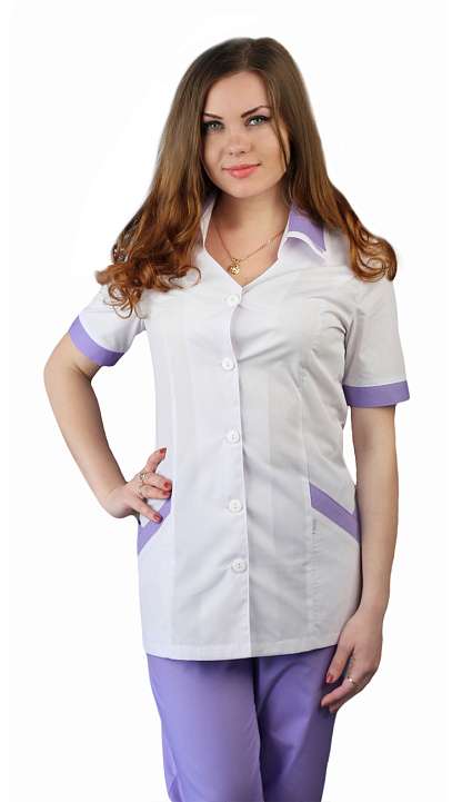 Костюм женский "Амелия" белый с сиреневым* СКИДКА 40% - Урсус