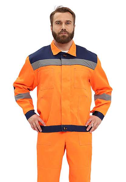 Костюм "ЛЕГИОН" куртка/полукомб. ОРАНЖЕВЫЙ/Т.СИНИЙ - Урсус