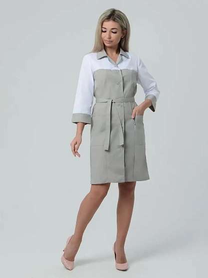 Халат женский "Катрин" серый с белым - Урсус