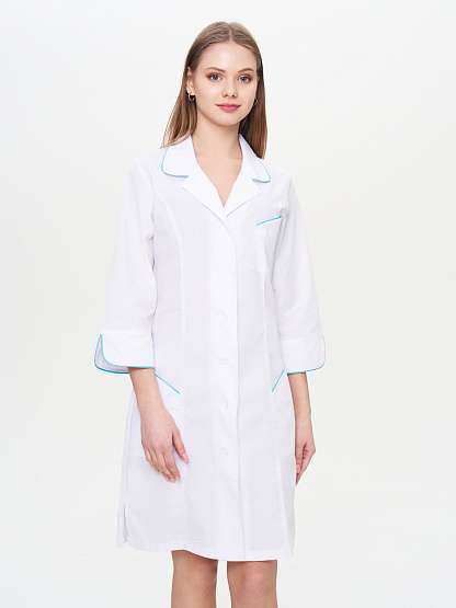 Халат женский "Вита" белый с бирюзовым - Урсус